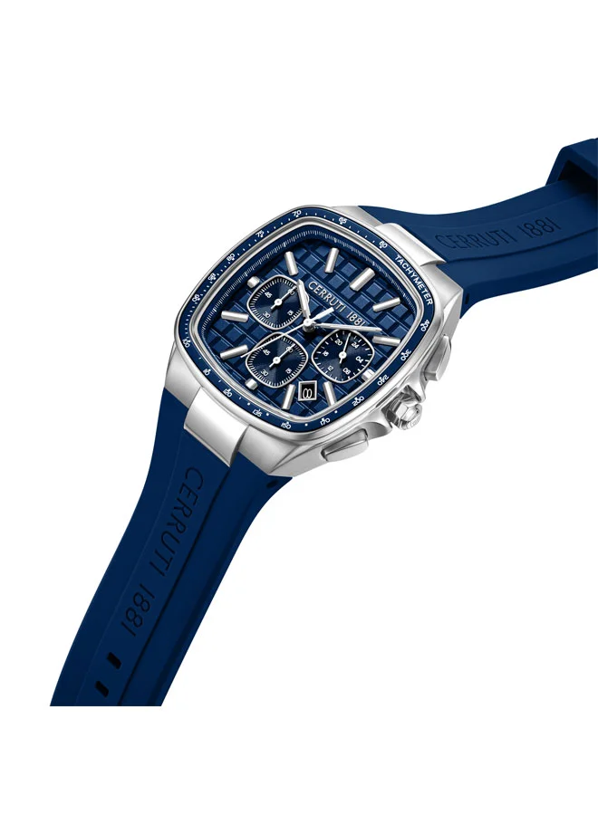 شيروتي 1881 Casale Blue Dial Silicone Strap Analog Watch for Men, 42mm